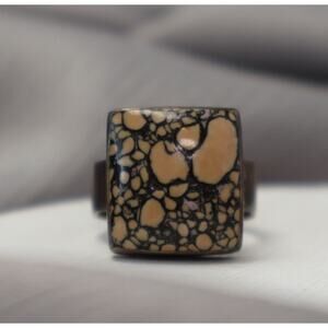 Mexico 925 Brown Treasure Mountain Stone Ring 7.76G / Sz 7